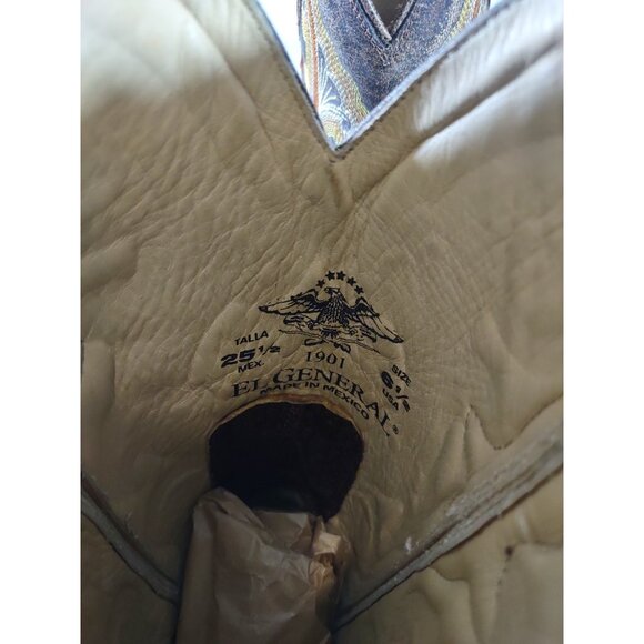 New El General Crocodile Skin Embroidered Red Yellow Brown Cowboy Boots Sz 6.5 - Picture 8 of 9